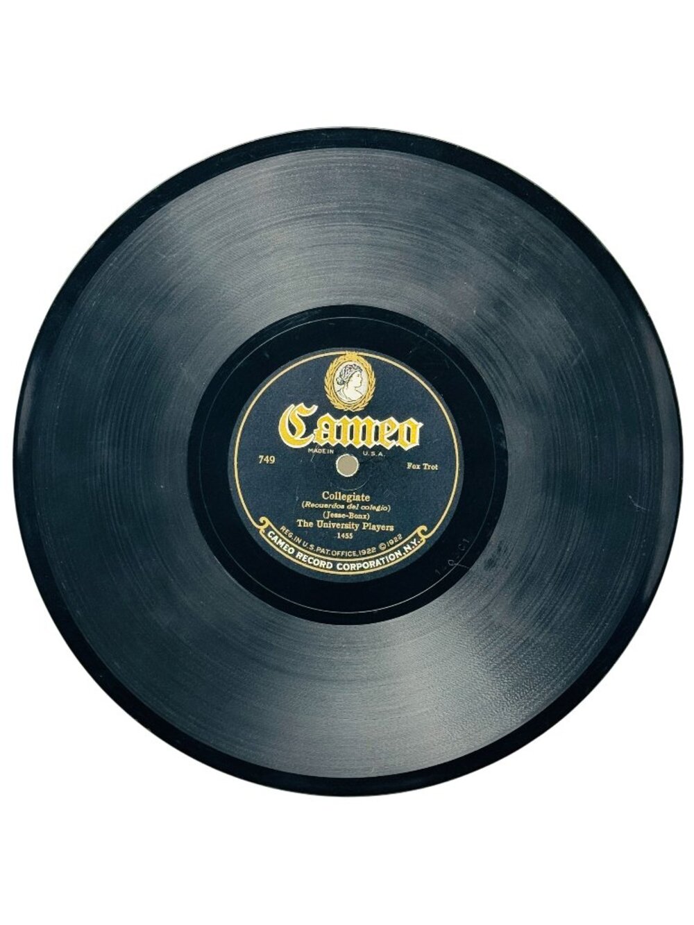 The University Players Collegiate 10 Inch Shellac 78 RPM Record Cameo 749 VG+